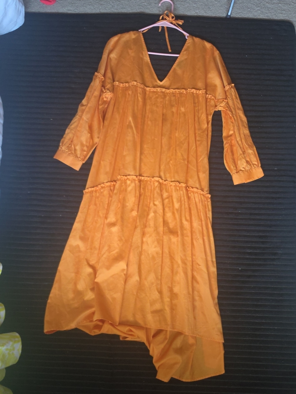 Who What Wear Burnt Orange High-Low Tiered Midi Dress